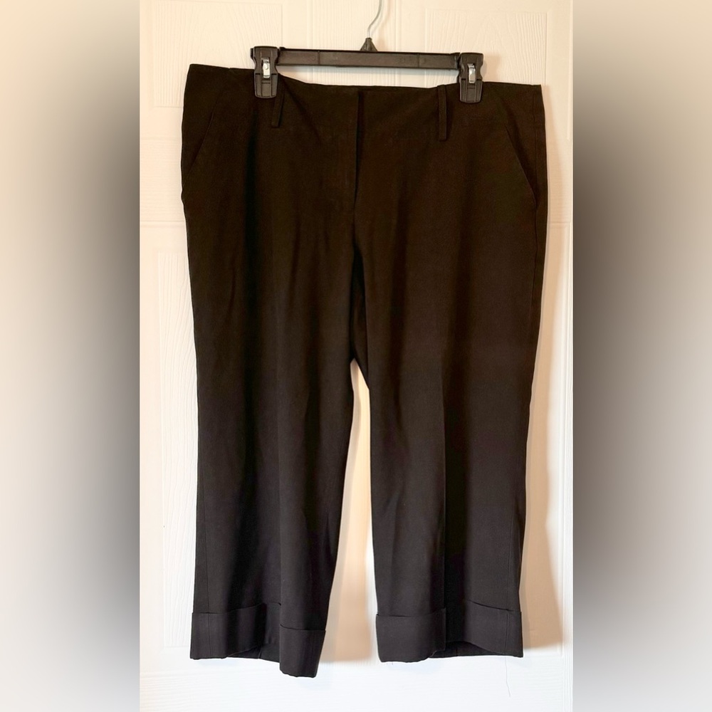 Michael Kors Women's Dark Brown Bottom Cuff Capris Cropped Stretch Size 14P